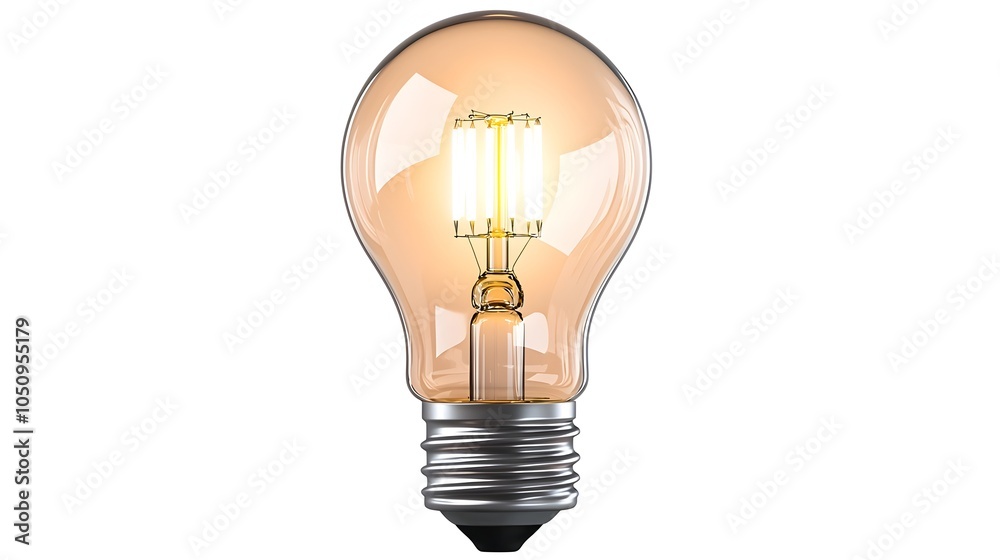 Leinwandbilder highly detailed and 3d render of a lightbulb with a bright glowing filament positioned on a clean wh