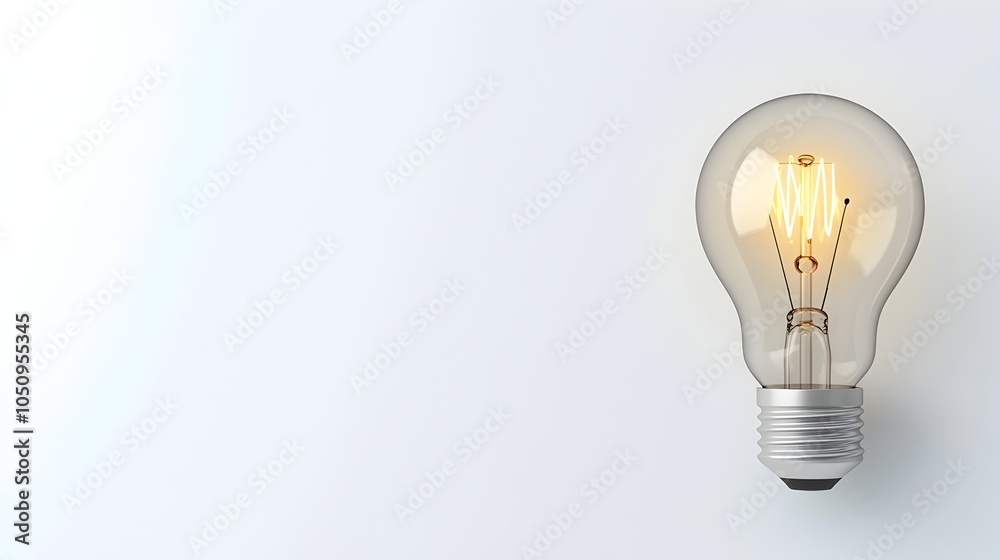 Aufkleber Elegant and simple 3D rendered design of a lightbulb with a glowing filament