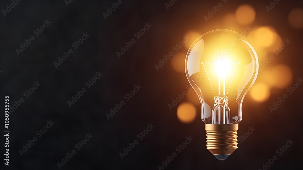 Leinwandbilder close up of a vibrant 3d lightbulb shining brightly in the darkness surrounded by a warm and captiva