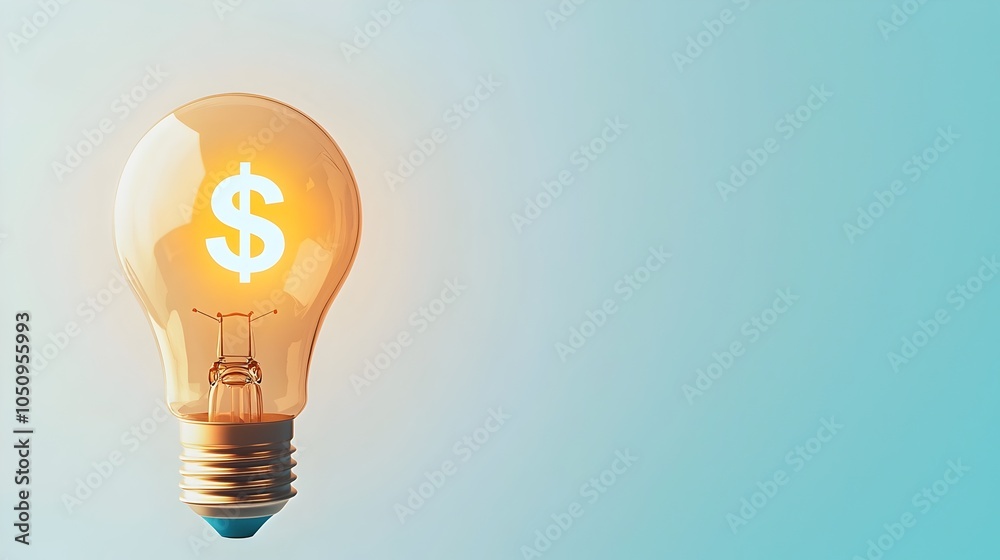 Leinwandbilder innovative 3d digital depicting a glowing dollar sign hologram inside a lightbulb set against a mode
