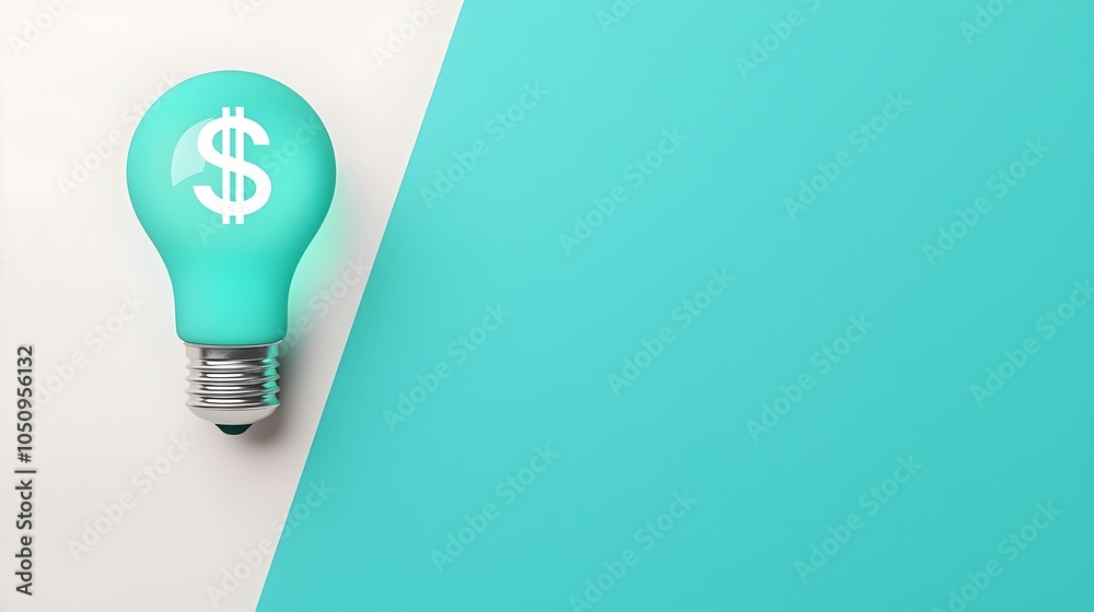 Poster captivating 3d lightbulb design set against a minimalist white and blue background featuring a holog