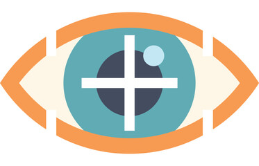 Obraz premium Stylized human eye is focusing on target with crosshair symbol inside the pupil, concept for perfect vision, sharp eyesight