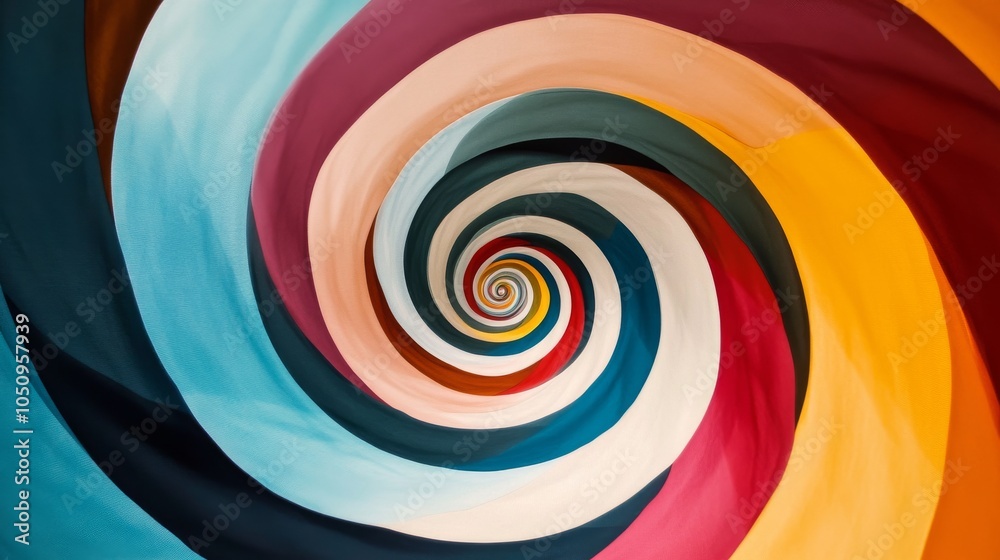 Poster colorful spirals expanding from the center outward, representing the growth and spreading influence 