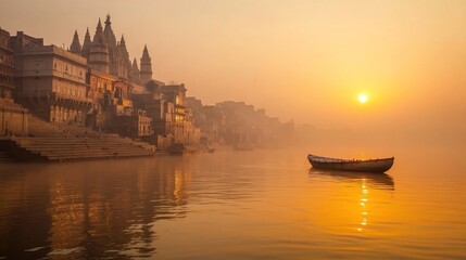 Sunrise Over the Ganges River in Varanasi