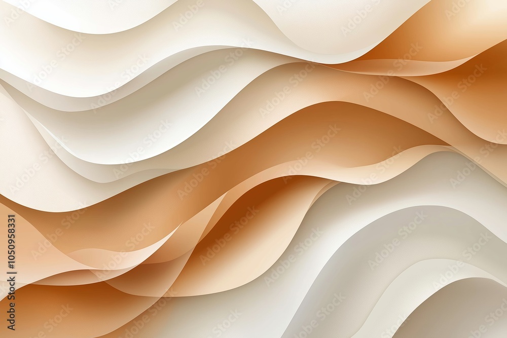 Wall mural wavy abstract background featuring smooth transitions in salted caramel tones with soft gradients an