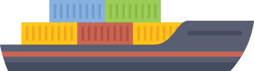 Marine cargo ship is carrying colorful intermodal containers on the deck, transporting goods across the ocean