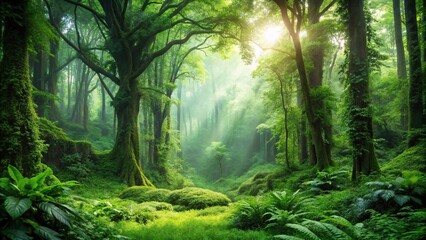 Verdant forests with emerald trees