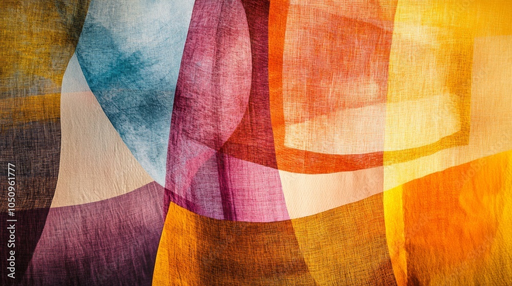 Poster embracing diversity through abstract patterns in warm and cool tones, symbolizing inclusiveness and 