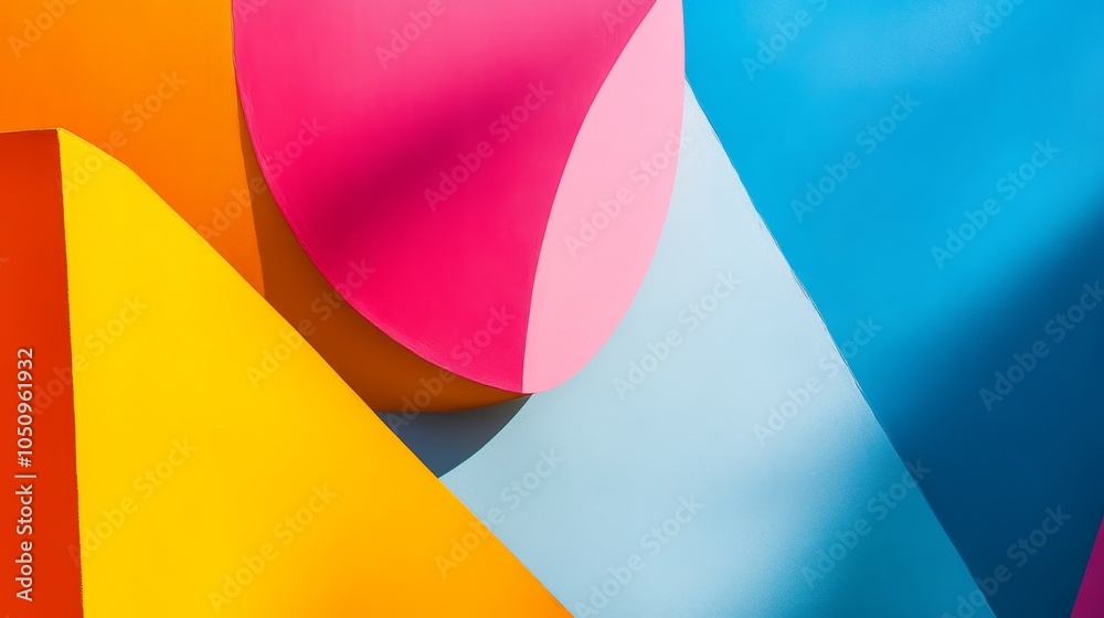 Poster embracing diversity through abstract shapes in vibrant hues, symbolizing unity and harmony, photogra