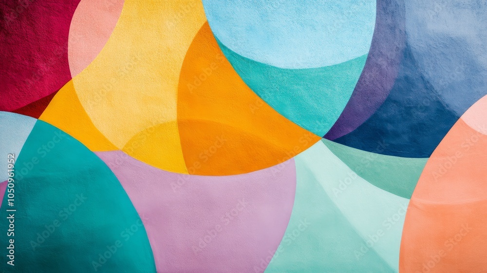 Poster embracing diversity through abstract shapes in vibrant hues, symbolizing unity and harmony, photogra