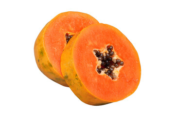 Cuts of ripe papayas isolated transparent