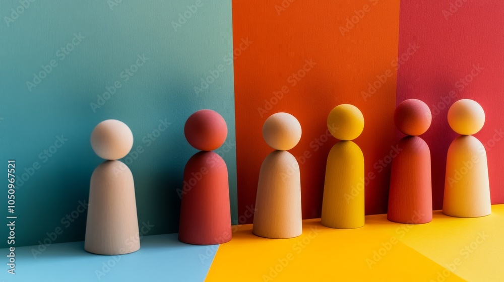 Aufkleber Harmony in diversity, depicted through abstract shapes in complementary colors, symbolizing unity and collaboration