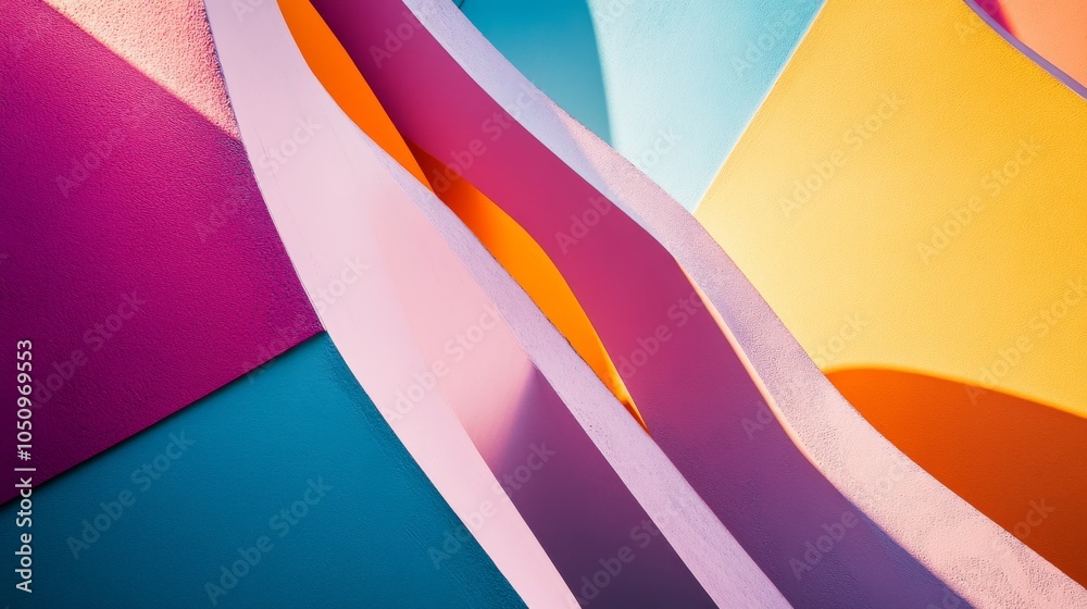 Poster inclusive futures, with abstract forms in futuristic colors, symbolizing innovation and diversity