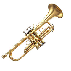 Obraz premium A golden trumpet isolated on a transparent background. Generative ai