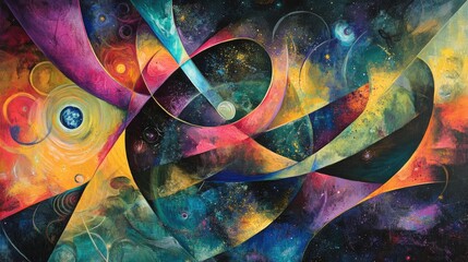 Fototapeta premium Cosmic colors swirling in a vibrant abstract, symbolizing the beauty and intrigue of space and scientific discovery