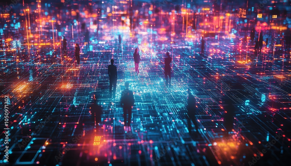 Aufkleber Visual depiction of a networking grid with diverse individuals