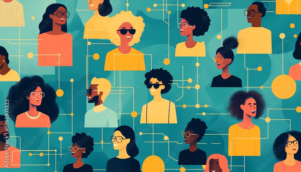 Leinwandbilder visual depiction of a networking grid with diverse individuals