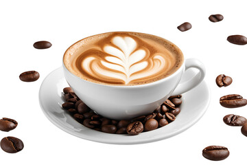 cappuccino coffee cup isolated on transparent background