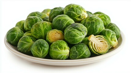 Fototapeta premium Fresh Roasted Brussels Sprouts on a White Plate