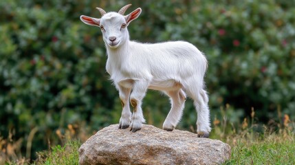 Obraz premium Charming Young Goat Standing on a Rock