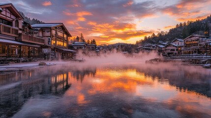Fototapeta premium Serene Sunset Over Hot Springs Village