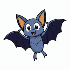 cute cartoon halloween bat flying white background