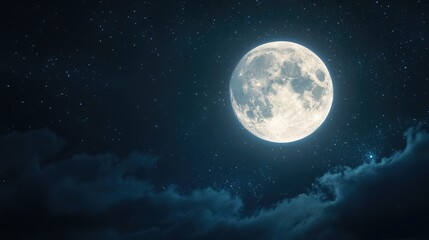 A vertical shot of the full moon against a dark background at night