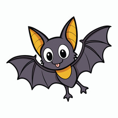 cute cartoon halloween bat flying white background