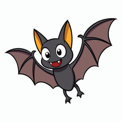 cute cartoon halloween bat flying white background