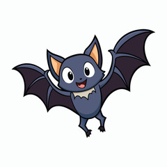 cute cartoon halloween bat flying white background