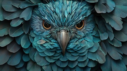 Obraz premium Close Up of a Blue Macaw's Face with Feathers