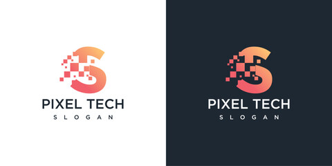 Abstract letter S technology logo design template.