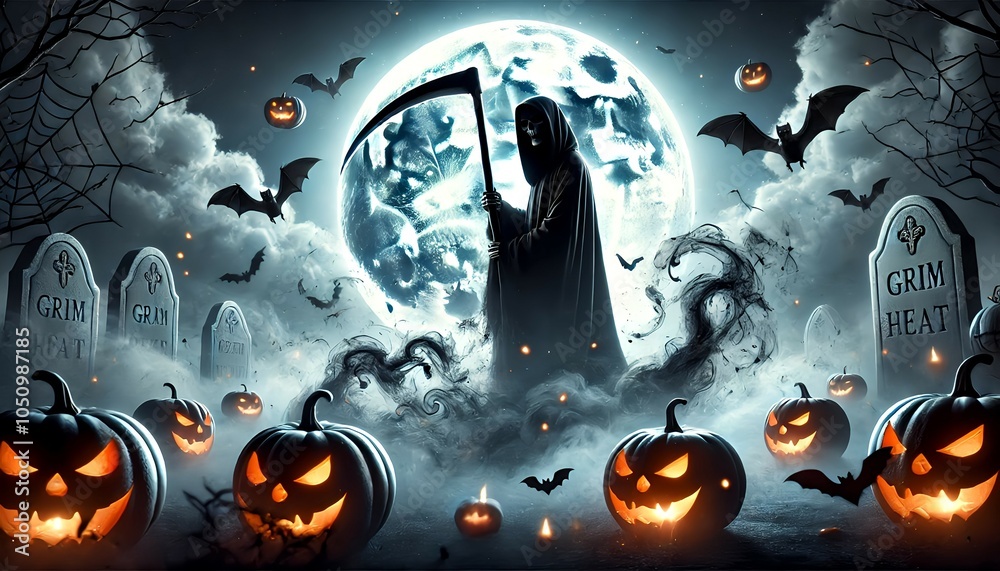 Wall mural available for halloween, this material depicts attractive characters.