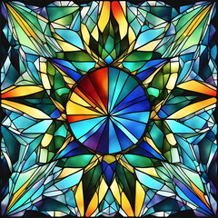 Abstract winter background with stained glass pattern