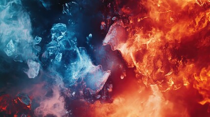 Vibrant depiction of the contrast between fire and ice wallpaper.