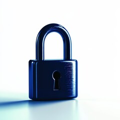 Naklejka premium A blue padlock on a white isolated background symbolizing security and protection.