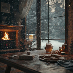 fireplace with christmas decorations