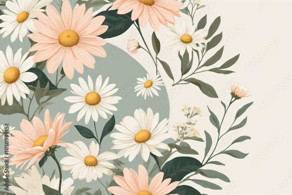 Sticker seamless floral background with flowers