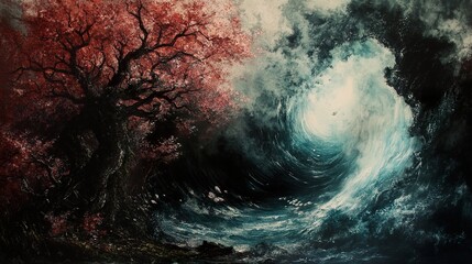 Fototapeta premium Whirlpool of Dreams: Abstract Landscape Painting