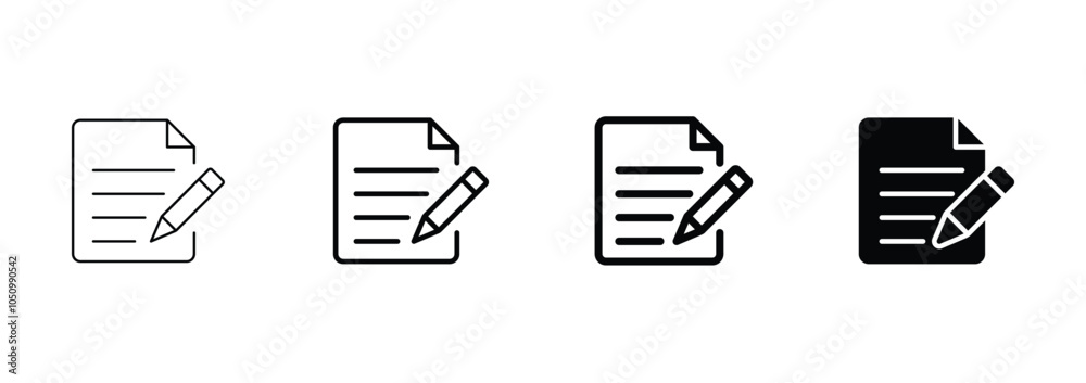 Wall mural document with pencil icon set. form vector icon