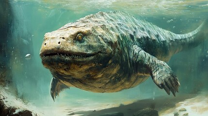 Obraz premium Mythical Sea Monster: A Digital Painting of a Creature of the Deep