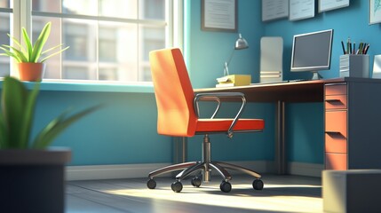 Bright Modern Office Space with Colorful Chair