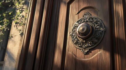 Elegant Wooden Door with Decorative Knob