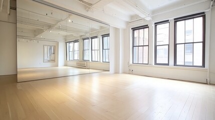 Obraz premium Bright and Spacious Empty Room with Mirrors