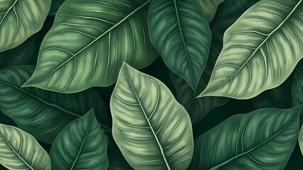 Obraz premium Luxury Nature green background vector. Floral pattern, Golden split-leaf Philodendron plant with monstera plant line arts, illustration.