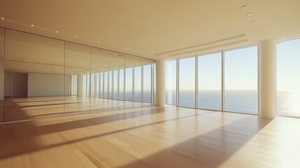 Obraz premium Modern Empty Room with Ocean View and Natural Light