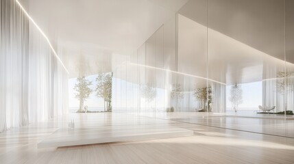 Obraz premium Minimalist Interior with Natural Light and Scenic View