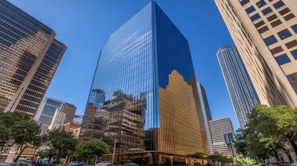 Modern Urban Glass Building with Reflection