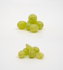 Fresh Green Grapes on White Background