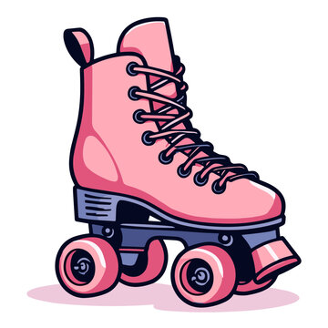Pink retro roller skate vector illustration, vintage sport design